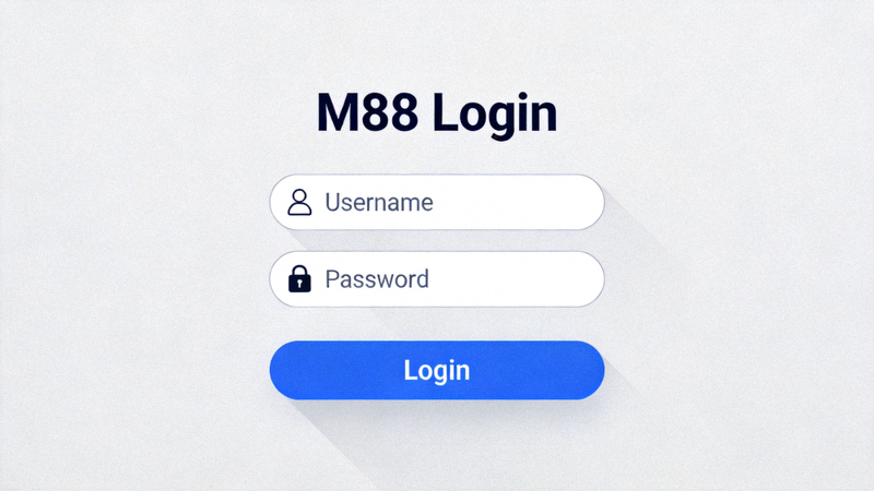 Tampilan contoh halaman login M88 dengan kolom username dan password